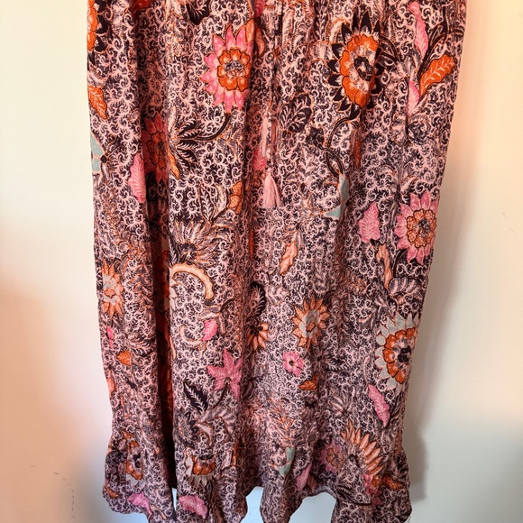 Madewell Lace-Up Ruffle-Hem Midi Dress in Bali Blooms Block Print Size 4 - Picture 5 of 7